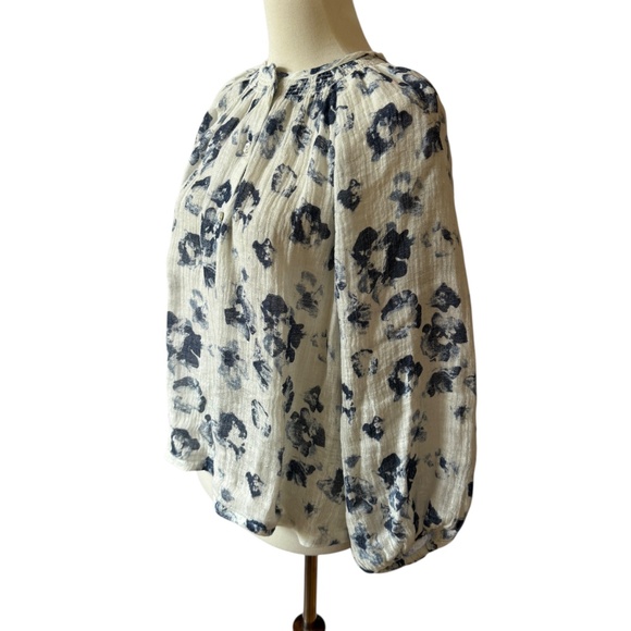 J MCLAUGHLIN CONSTANCE LINEN BLOUSE IN PAINTED LEOPARD BUTTON FRONT GAUZY S - Picture 3 of 11